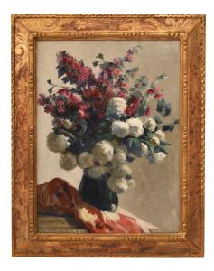 ANTIKE GEMÄLDE, FLORALES STILLLEBEN, FRÜHLINGSBLUMEN, ÖL AUF LEINWAND, ENDE 19. JAHRHUNDERT. (QF724)